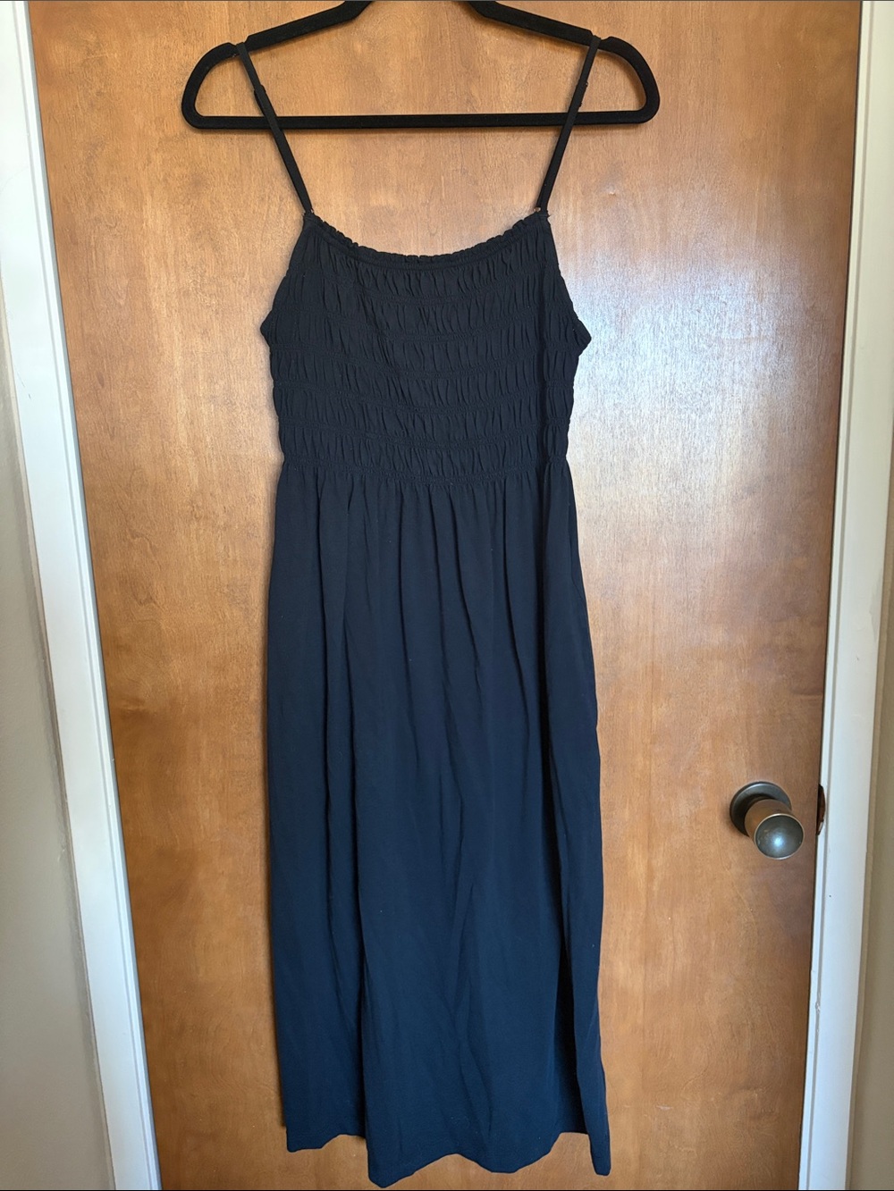 Black Smocked Maxi Dress with Spaghetti Straps